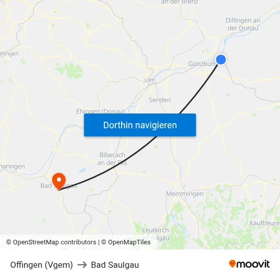 Offingen (Vgem) to Bad Saulgau map