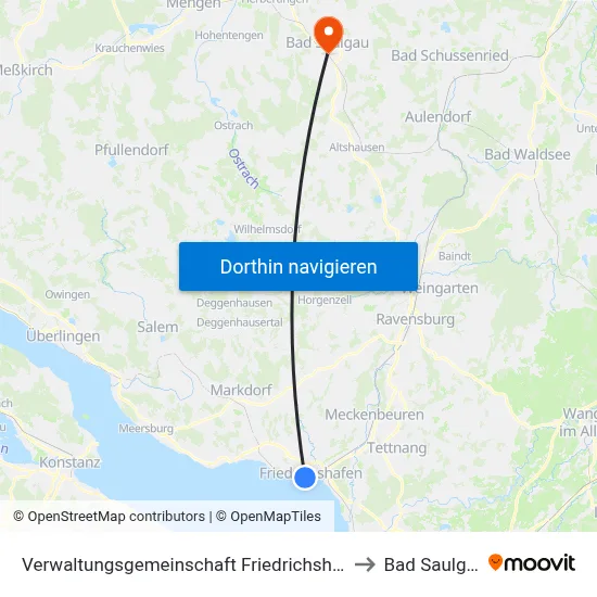 Verwaltungsgemeinschaft Friedrichshafen to Bad Saulgau map