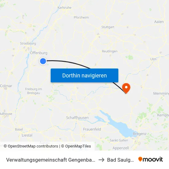 Verwaltungsgemeinschaft Gengenbach to Bad Saulgau map