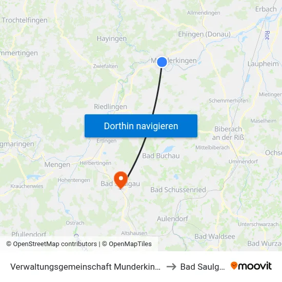 Verwaltungsgemeinschaft Munderkingen to Bad Saulgau map