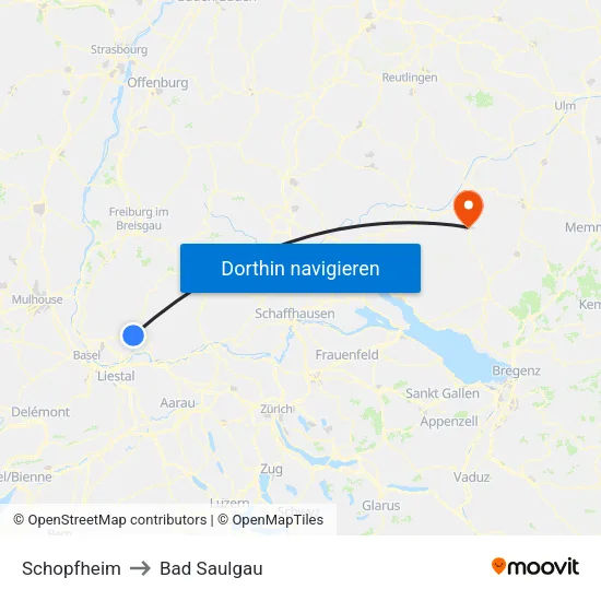 Schopfheim to Bad Saulgau map