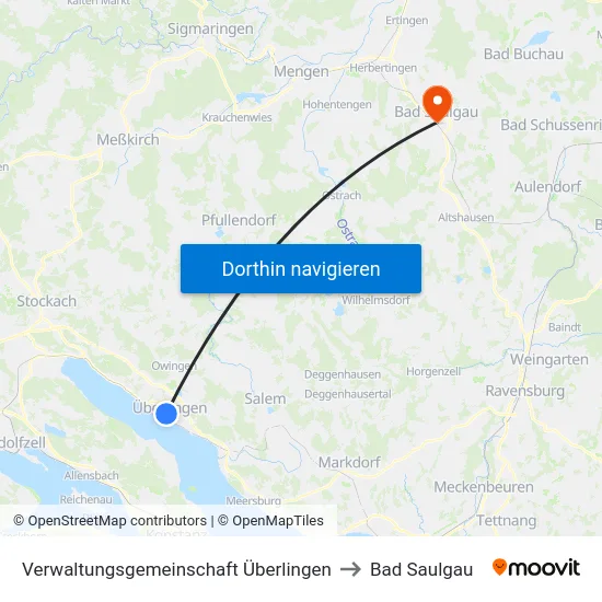 Verwaltungsgemeinschaft Überlingen to Bad Saulgau map