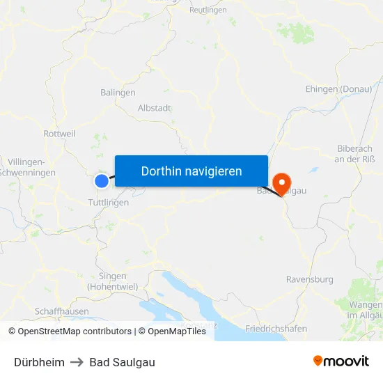 Dürbheim to Bad Saulgau map