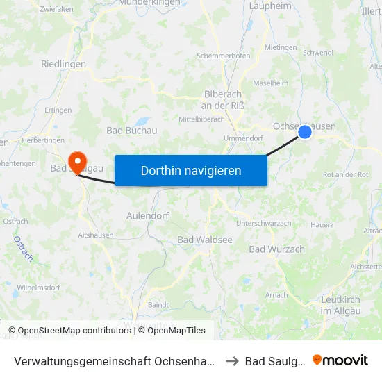 Verwaltungsgemeinschaft Ochsenhausen to Bad Saulgau map