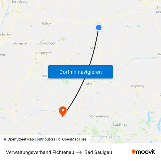 Verwaltungsverband Fichtenau to Bad Saulgau map