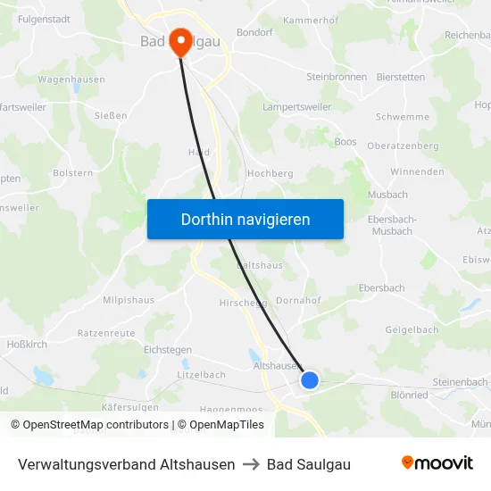 Verwaltungsverband Altshausen to Bad Saulgau map