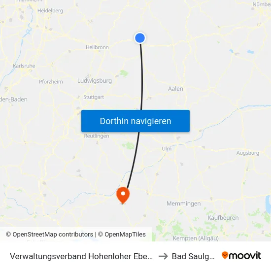 Verwaltungsverband Hohenloher Ebene to Bad Saulgau map