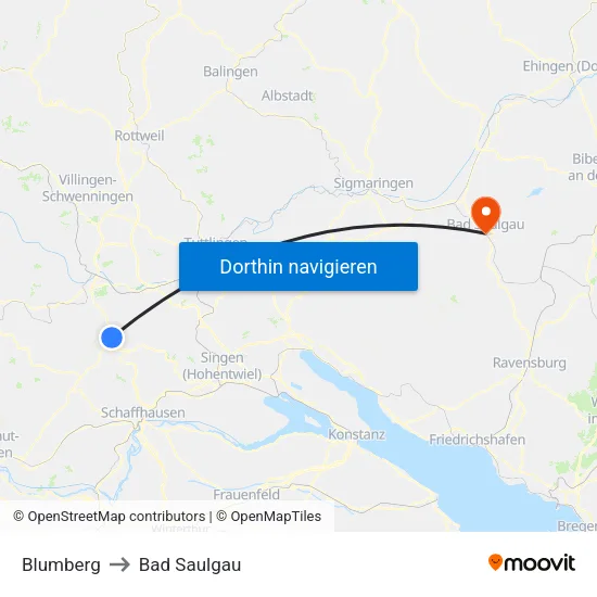 Blumberg to Bad Saulgau map