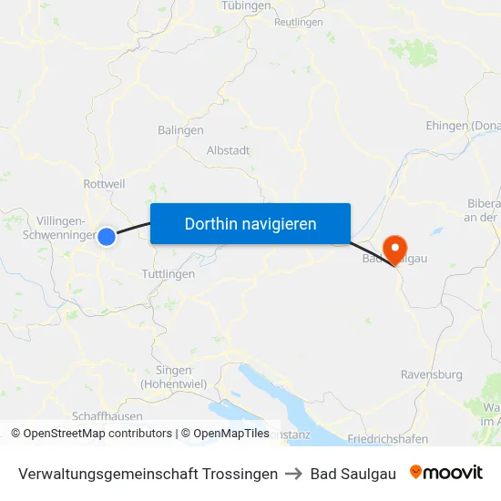 Verwaltungsgemeinschaft Trossingen to Bad Saulgau map