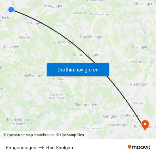 Rangendingen to Bad Saulgau map