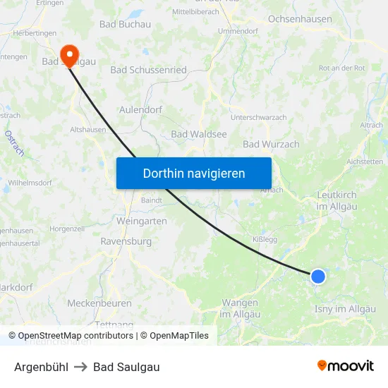 Argenbühl to Bad Saulgau map