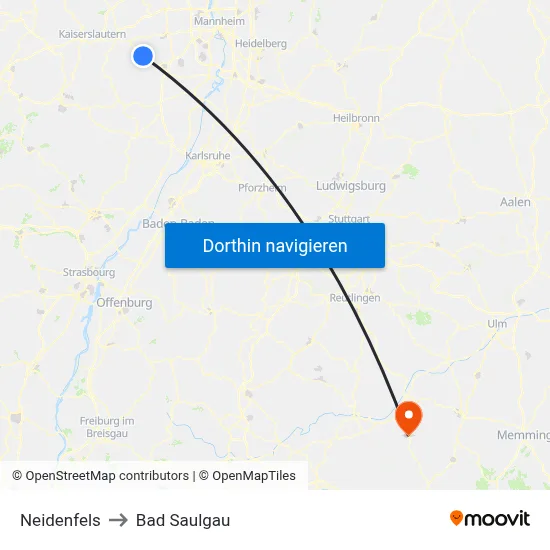 Neidenfels to Bad Saulgau map