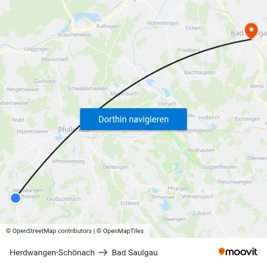 Herdwangen-Schönach to Bad Saulgau map