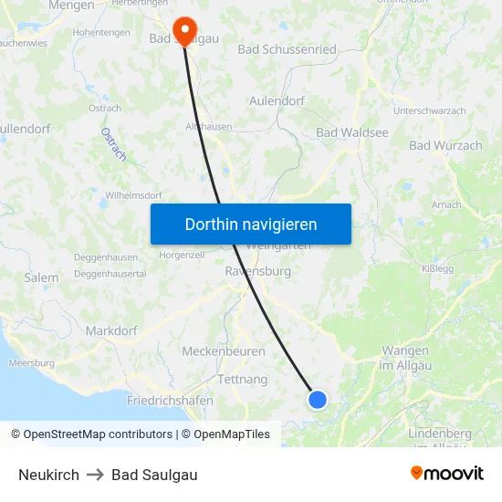 Neukirch to Bad Saulgau map