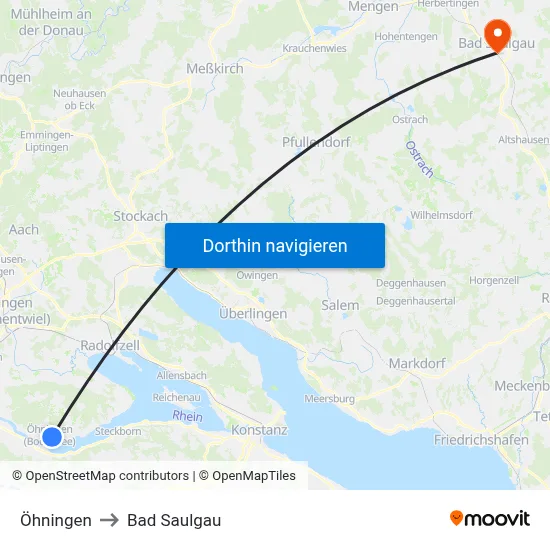 Öhningen to Bad Saulgau map