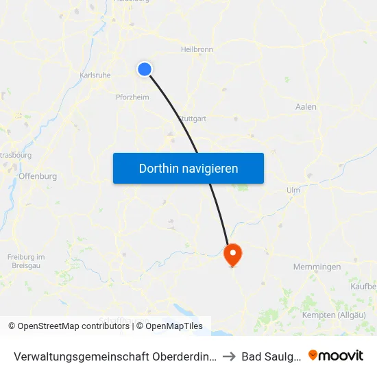 Verwaltungsgemeinschaft Oberderdingen to Bad Saulgau map