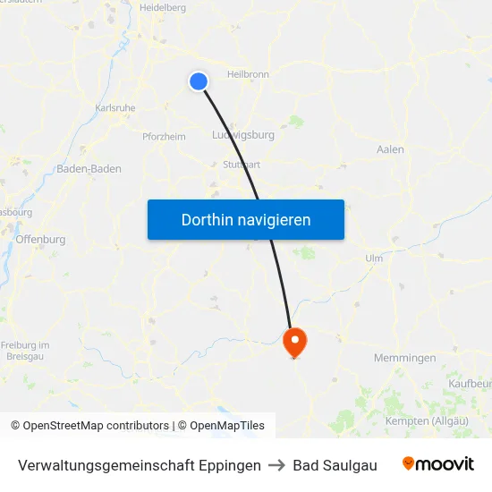 Verwaltungsgemeinschaft Eppingen to Bad Saulgau map