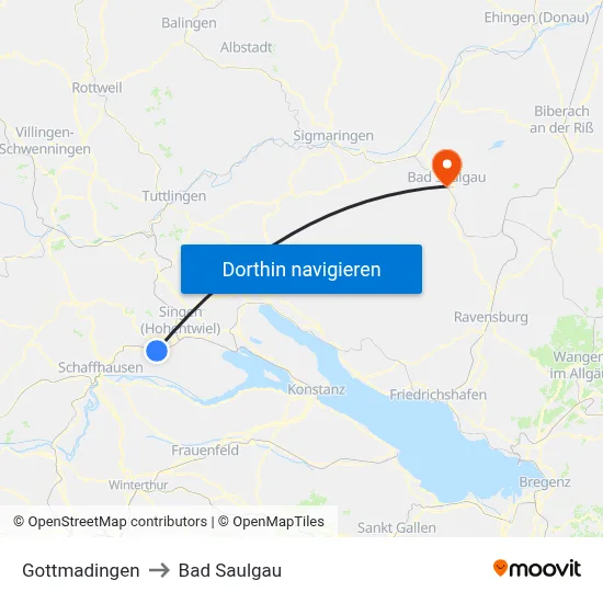 Gottmadingen to Bad Saulgau map