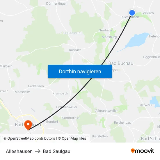 Alleshausen to Bad Saulgau map