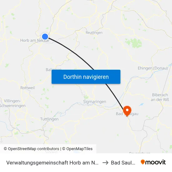 Verwaltungsgemeinschaft Horb am Neckar to Bad Saulgau map