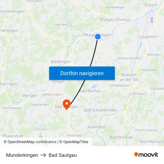 Munderkingen to Bad Saulgau map