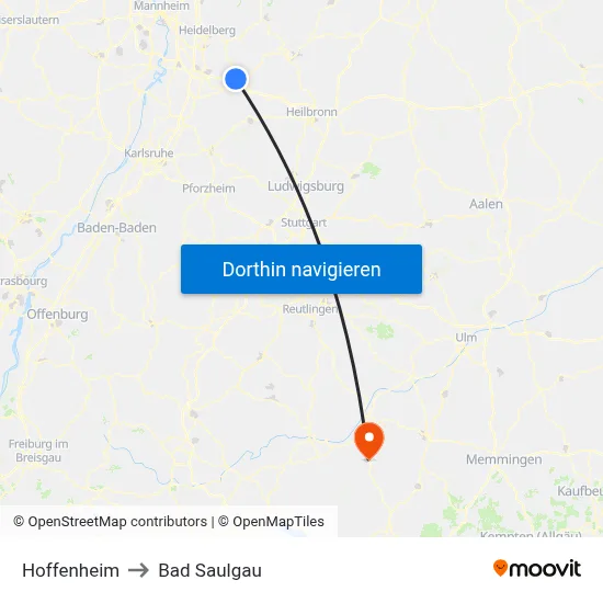 Hoffenheim to Bad Saulgau map