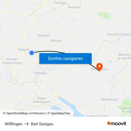 Wilflingen to Bad Saulgau map