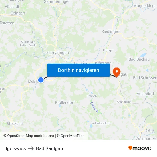 Igelswies to Bad Saulgau map