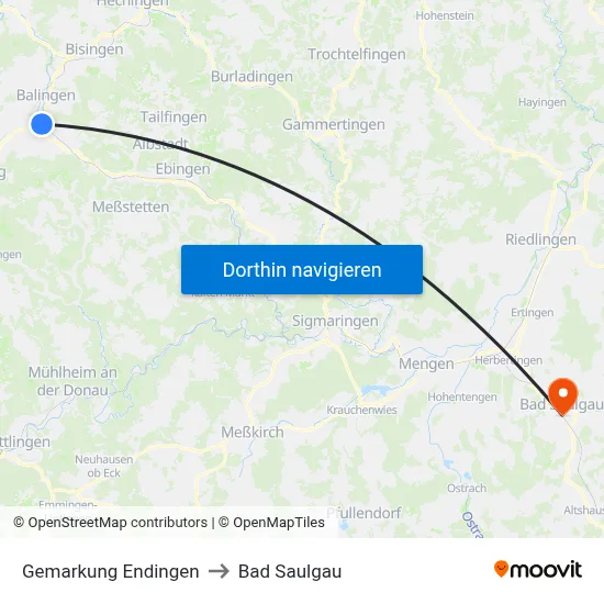 Gemarkung Endingen to Bad Saulgau map