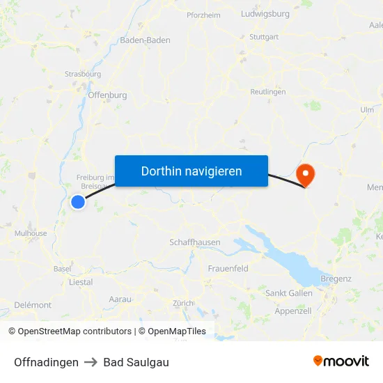 Offnadingen to Bad Saulgau map