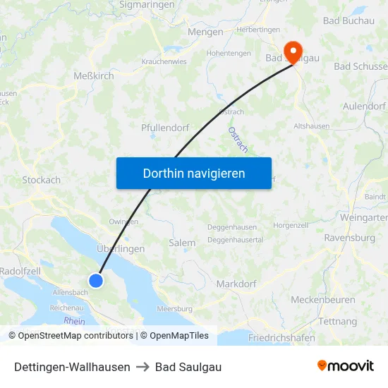 Dettingen-Wallhausen to Bad Saulgau map