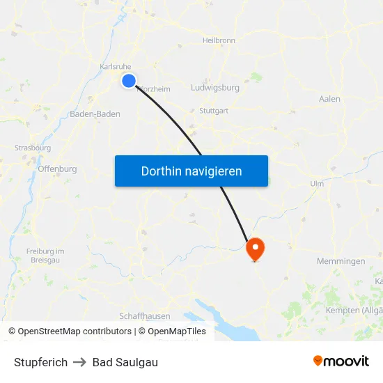 Stupferich to Bad Saulgau map