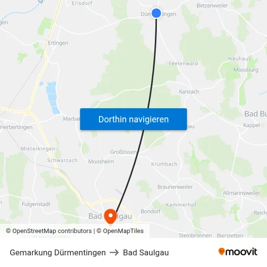 Gemarkung Dürmentingen to Bad Saulgau map