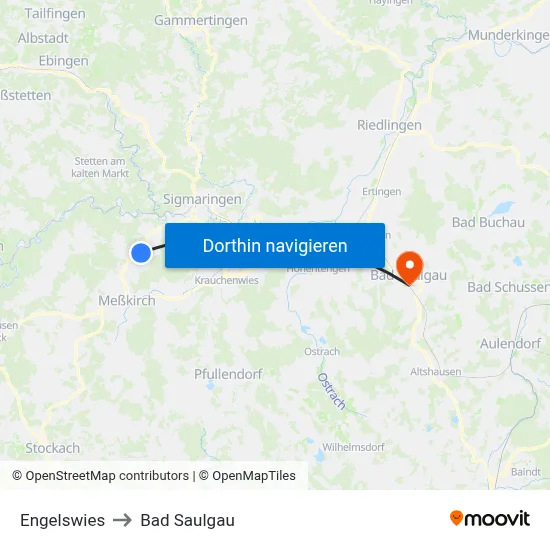 Engelswies to Bad Saulgau map
