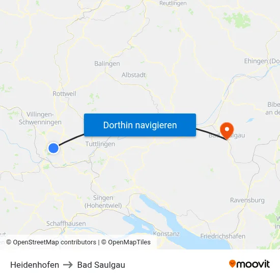 Heidenhofen to Bad Saulgau map
