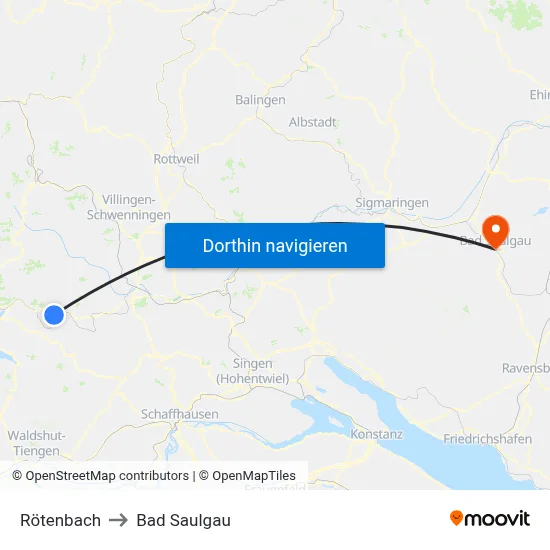 Rötenbach to Bad Saulgau map