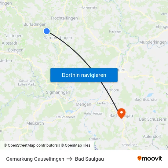 Gemarkung Gauselfingen to Bad Saulgau map