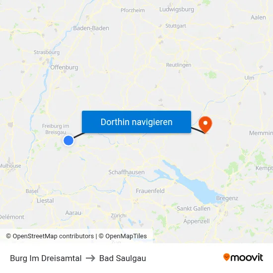Burg Im Dreisamtal to Bad Saulgau map