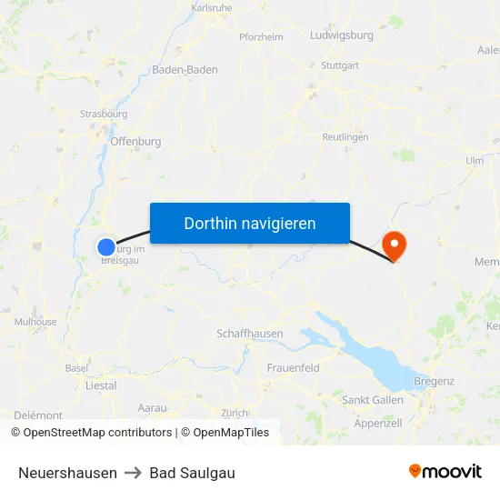 Neuershausen to Bad Saulgau map