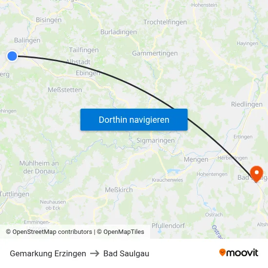 Gemarkung Erzingen to Bad Saulgau map