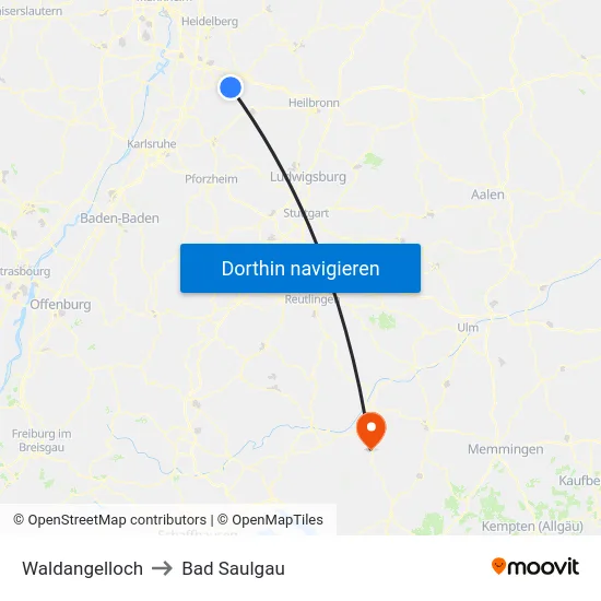 Waldangelloch to Bad Saulgau map