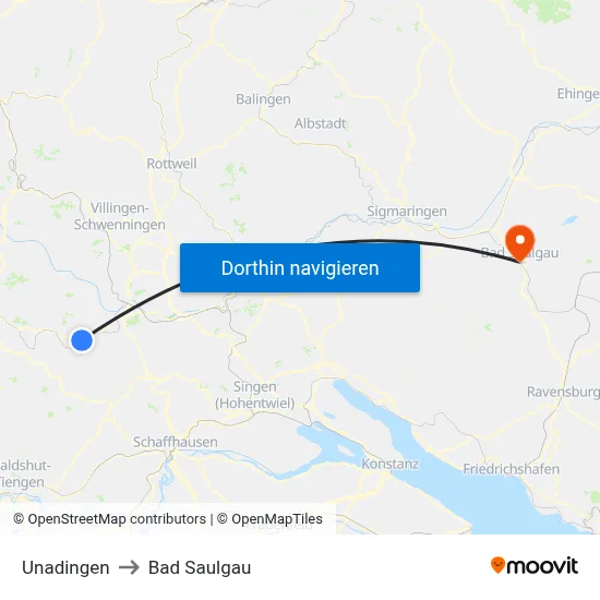 Unadingen to Bad Saulgau map
