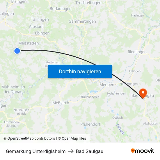 Gemarkung Unterdigisheim to Bad Saulgau map