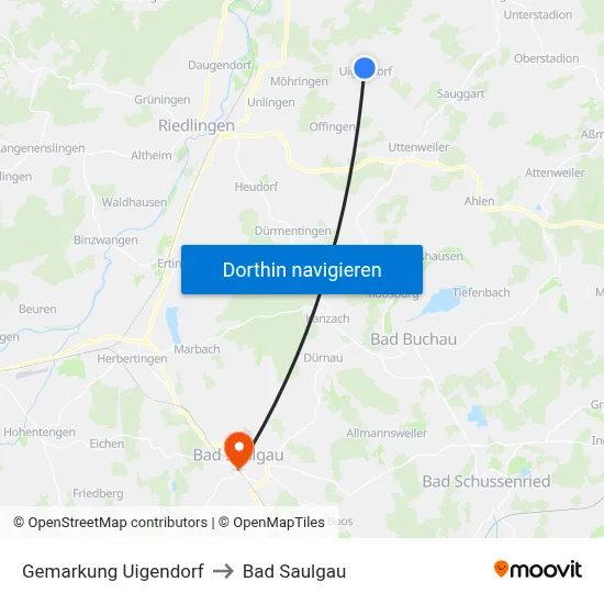 Gemarkung Uigendorf to Bad Saulgau map