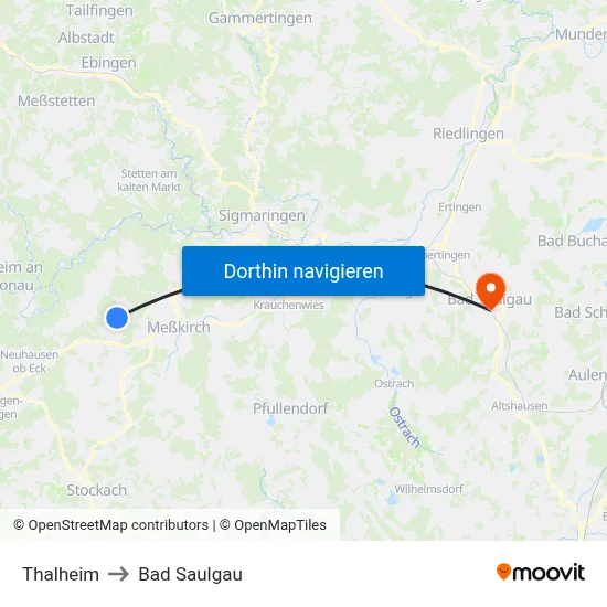 Thalheim to Bad Saulgau map