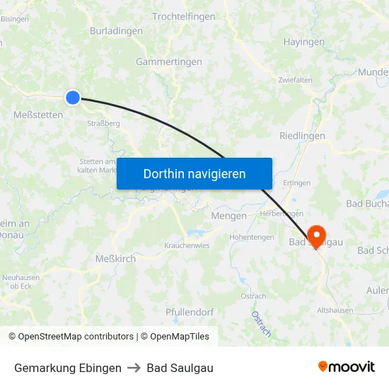 Gemarkung Ebingen to Bad Saulgau map