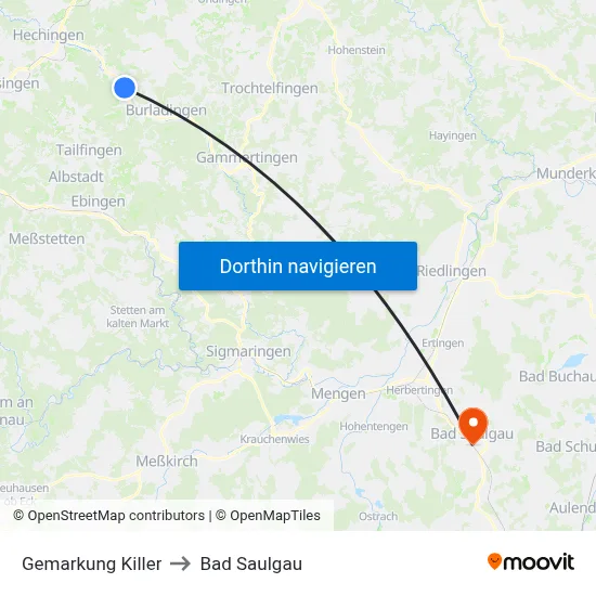 Gemarkung Killer to Bad Saulgau map