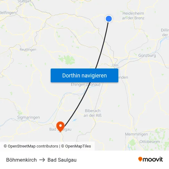 Böhmenkirch to Bad Saulgau map