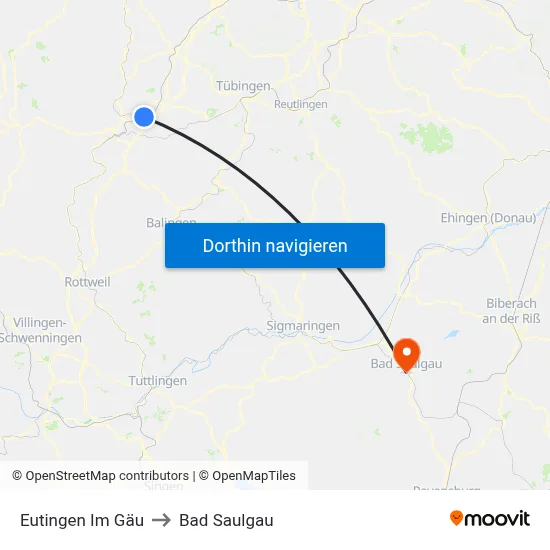 Eutingen Im Gäu to Bad Saulgau map