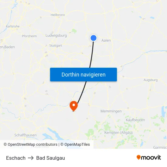 Eschach to Bad Saulgau map